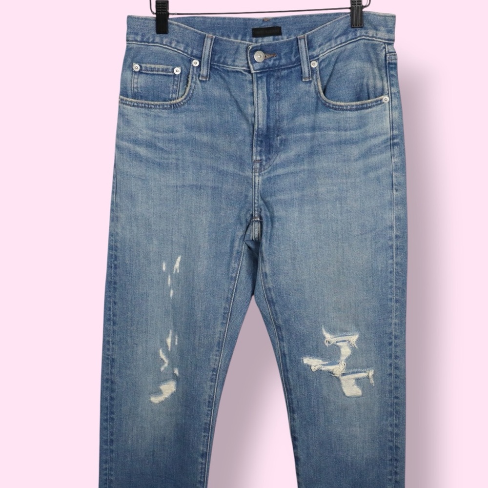Uniqlo Women’s Distressed Skinny Jeans Size 12 Blue Denim High Rise Stretch
